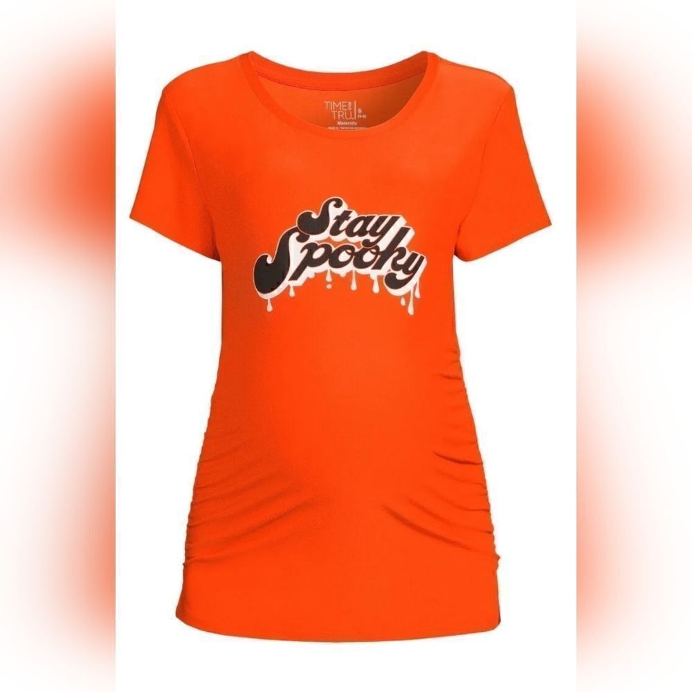 New Time and Tru Maternity “Stay Spooky” Halloween Graphic T-Shirt ruched side